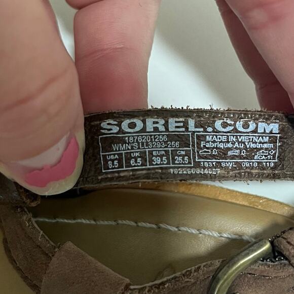 Sorel Bailee TStrap Brown Leather Sandals‎ Size 8.5 - Picture 6 of 6